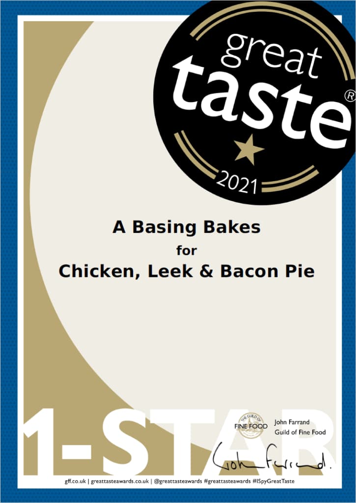 great taste awards 2021 1 star gluten free chicken leek and bacon pie