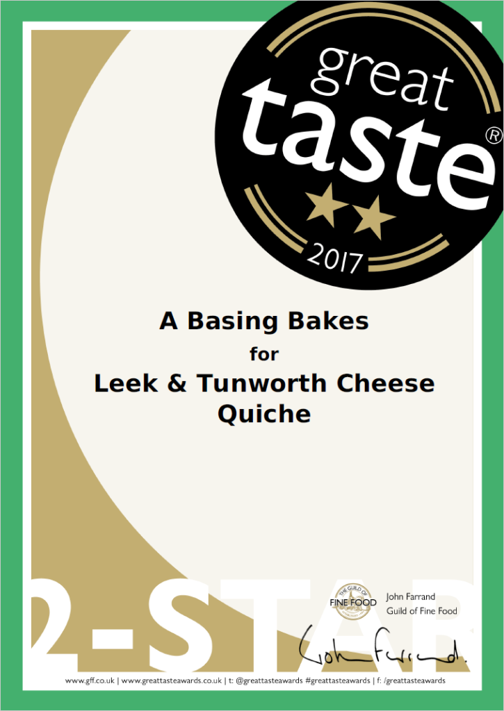 great taste awards 2017 1 star gluten free leek and tunworth cheese quiche